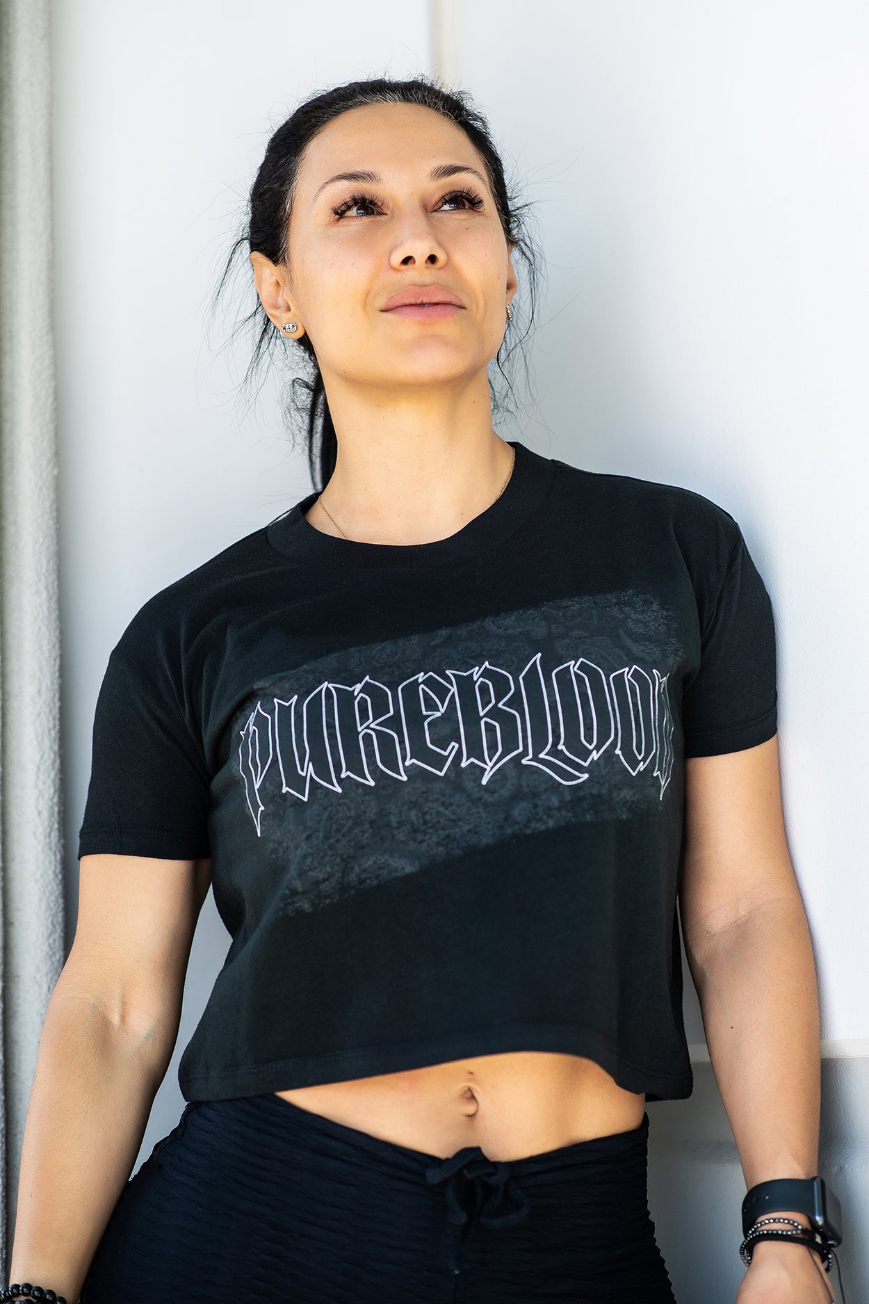 “Black on Black Paisley" Crop Tee