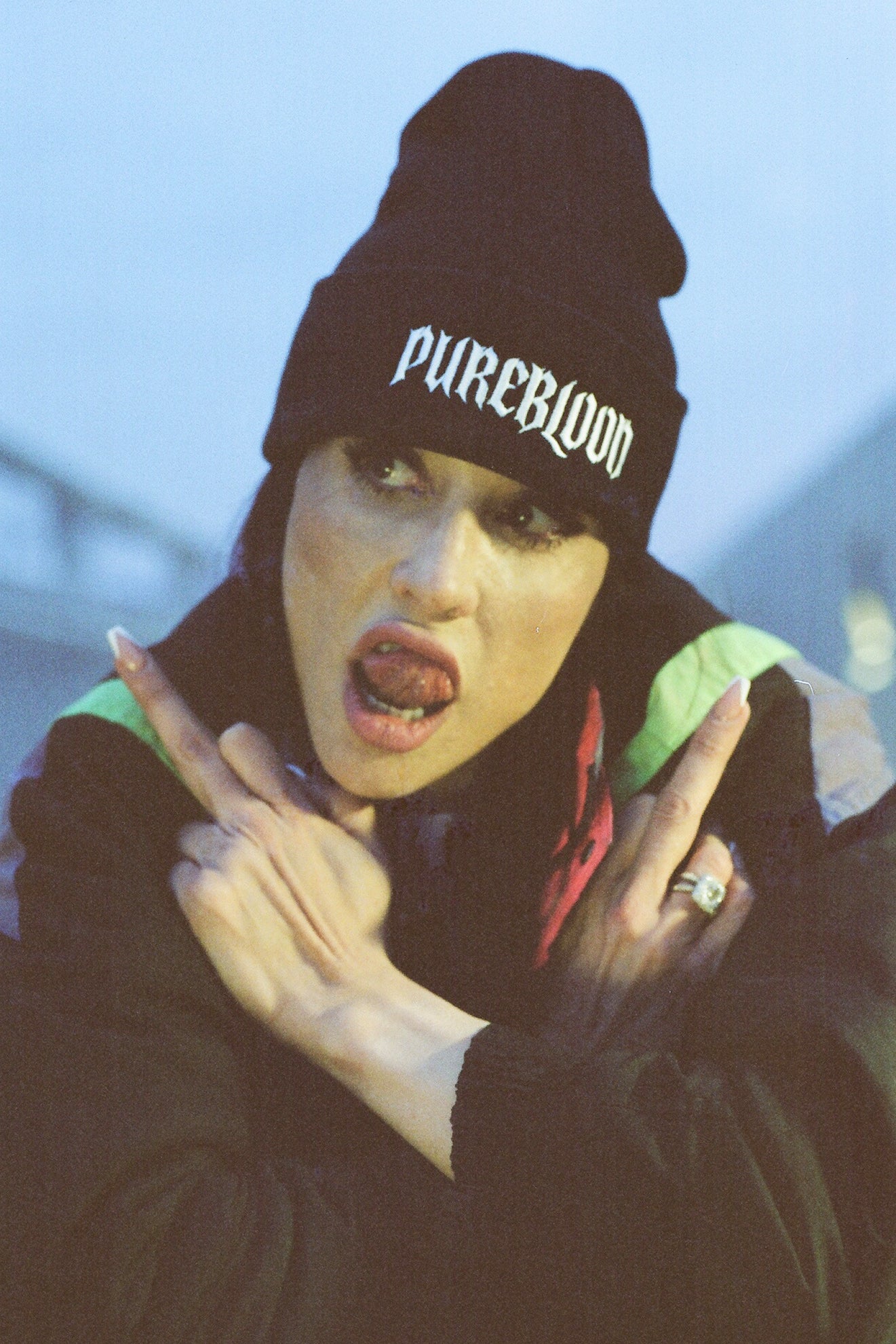 "Ghost" Beanie White on Black